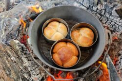 Campfire bread baking - those loaves baked in a dutch-oven