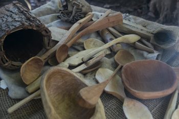 Wood whittled utensils