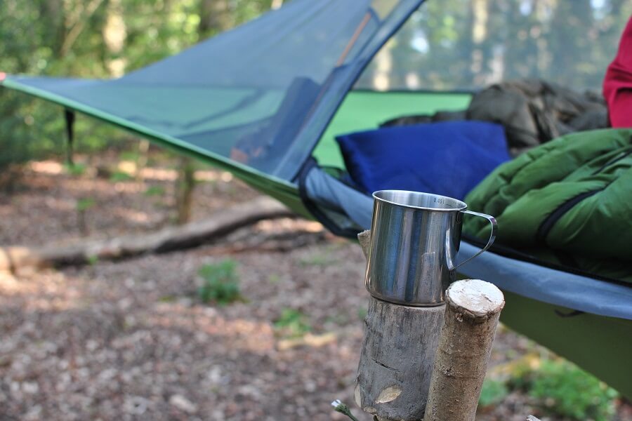 Tentsile Stingray tree tent - mug stand for morning cup of tea