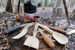 Whittling and woodcraft projects by campfire
